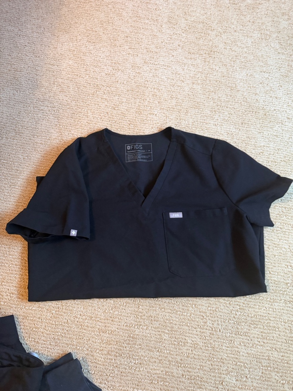 Figs Black V-Neck Medical Top